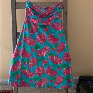 NWOT Lilly Pulitzer teal and pink strapless dress
